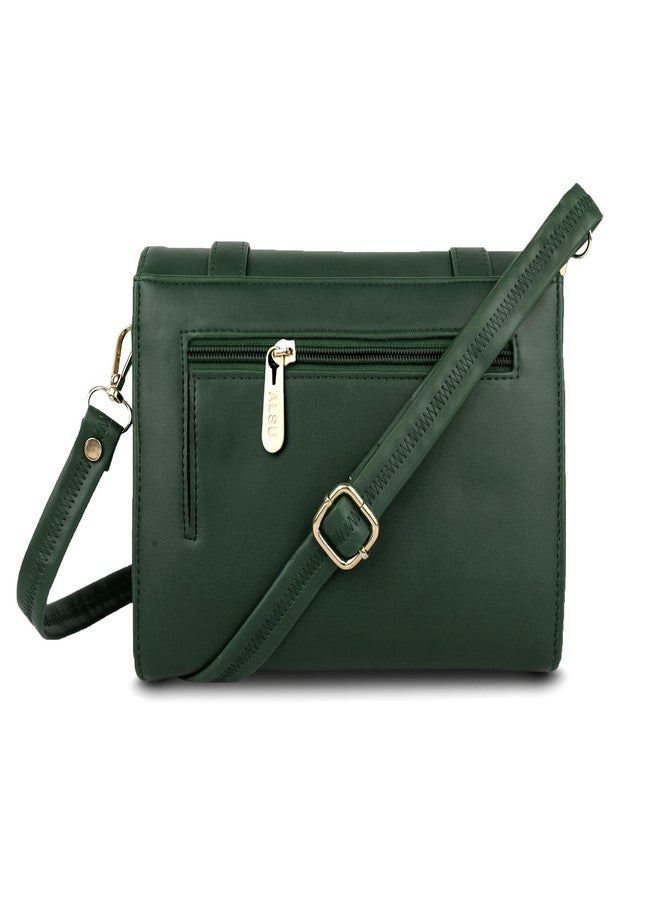 ALSU Women's trendy Sling Bag | handbag | purse | crossbody bag| side bag| deattachable straps| adjustable straps |card slots | phone pocket| zipper pocket| (Green) - Image 2