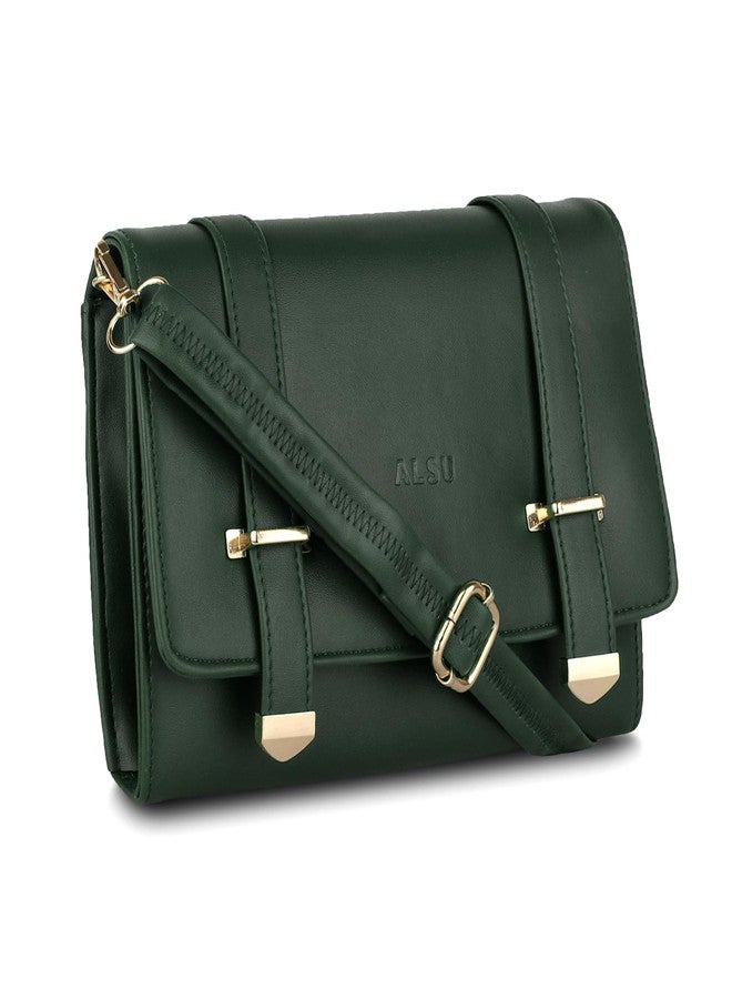 ALSU Women's trendy Sling Bag | handbag | purse | crossbody bag| side bag| deattachable straps| adjustable straps |card slots | phone pocket| zipper pocket| (Green) - Image 1