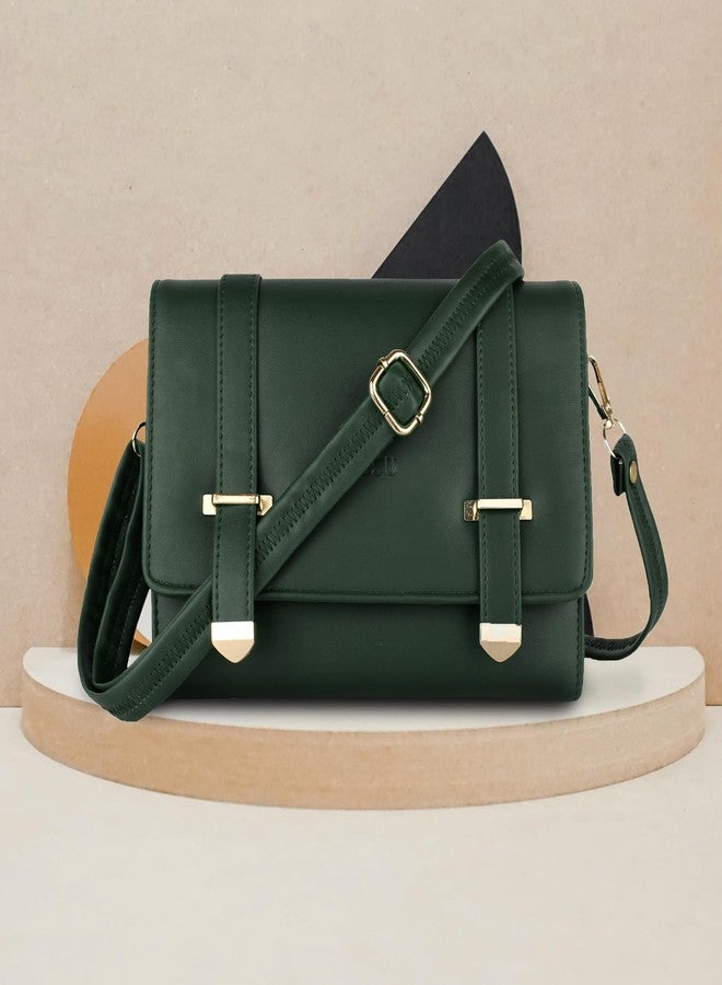 ALSU Women's trendy Sling Bag | handbag | purse | crossbody bag| side bag| deattachable straps| adjustable straps |card slots | phone pocket| zipper pocket| (Green) - Image 3