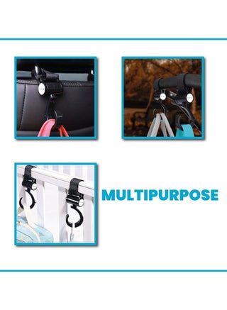 4 Pack Baby Stroller Hooks for Hanging Diaper Bags, Mommy Bag and Convenient Stroller Accessories, Organizer Hooks, Clips for Strollers Pushchair Buggy (Black) - view 4