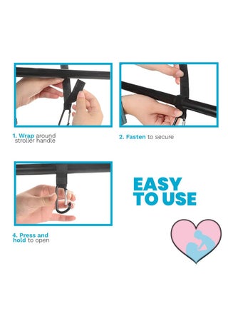 4 Pack Baby Stroller Hooks for Hanging Diaper Bags, Mommy Bag and Convenient Stroller Accessories, Organizer Hooks, Clips for Strollers Pushchair Buggy (Black) - view 5