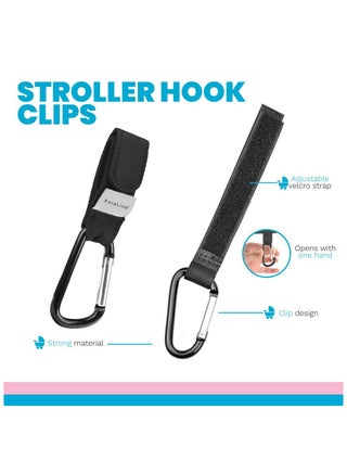 4 Pack Baby Stroller Hooks for Hanging Diaper Bags, Mommy Bag and Convenient Stroller Accessories, Organizer Hooks, Clips for Strollers Pushchair Buggy (Black) - view 3