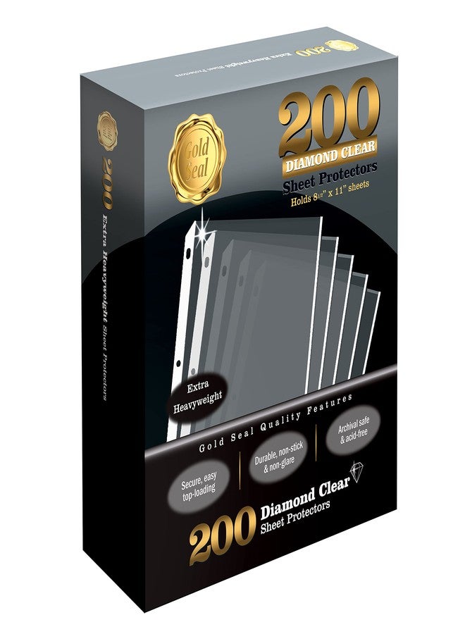 جولد سيل واقيات أوراق شفافة فائقة السماكة من جولد سيل، 200 قطعة، سمك 4 مل، مقاس 8.5 × 11 بوصة، تحميل علوي، 200 واقي أوراق في علبة - Image 1