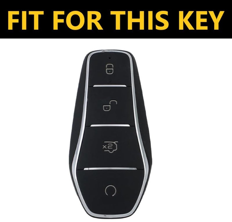 SHOPOFLUX Metal Car Key Cover Compatible for BYD Atto 3 Seal, Sealion, eMax7 3 button smart key - Black (Pack 1) - Image 2