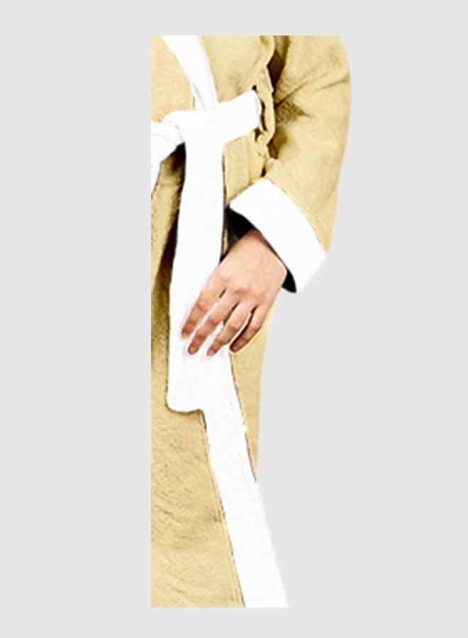 Banotex Children's bathrobe, 100% cotton, cream color, with a comfortable hood - for girls and boys - one piece - Image 4