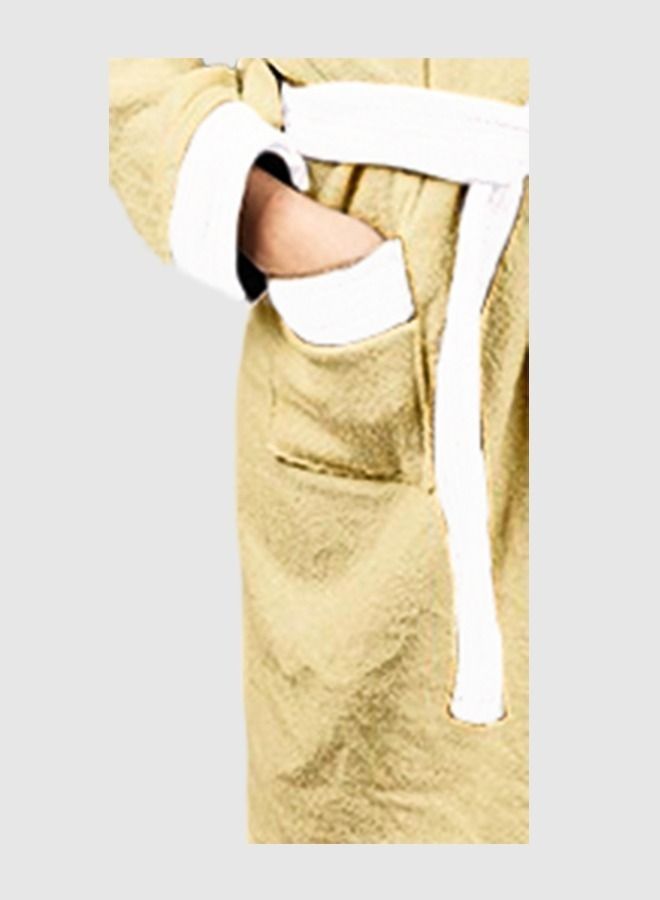 Banotex Children's bathrobe, 100% cotton, cream color, with a comfortable hood - for girls and boys - one piece - Image 3