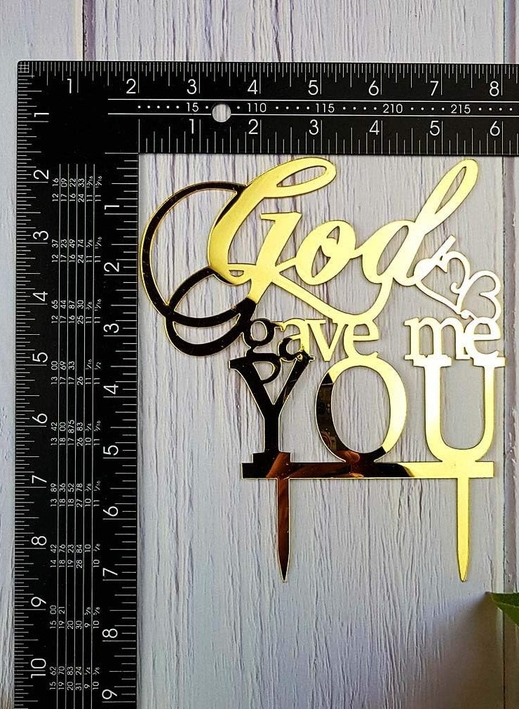 TPGP God Gave Me You Wedding Cake Topper for Wedding, Engagement, or Marriage Party Decorations (Mirror Gold Acrylic) - Image 2