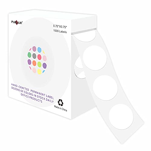 PARLAIM 3/4 Inch Roll Color Coding Labels,1000 per Roll Round Permanent Adhesive Color Coding Circle Dot Stickers for Classroom Office Home (White) - Image 1