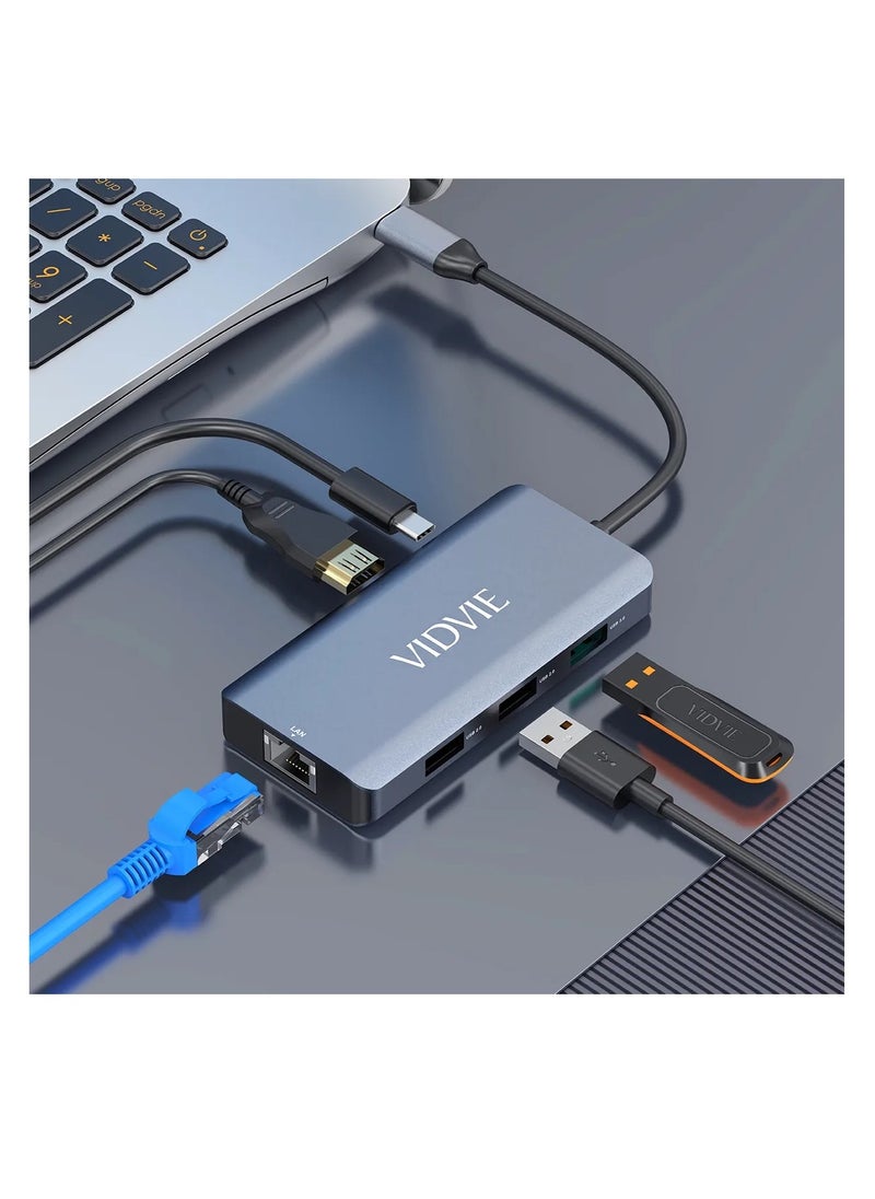 VidVie 6-IN-1 HUB Docking Station USB 3.0 + USB 2.0 + PD + 4K HDMI + RJ45 Port