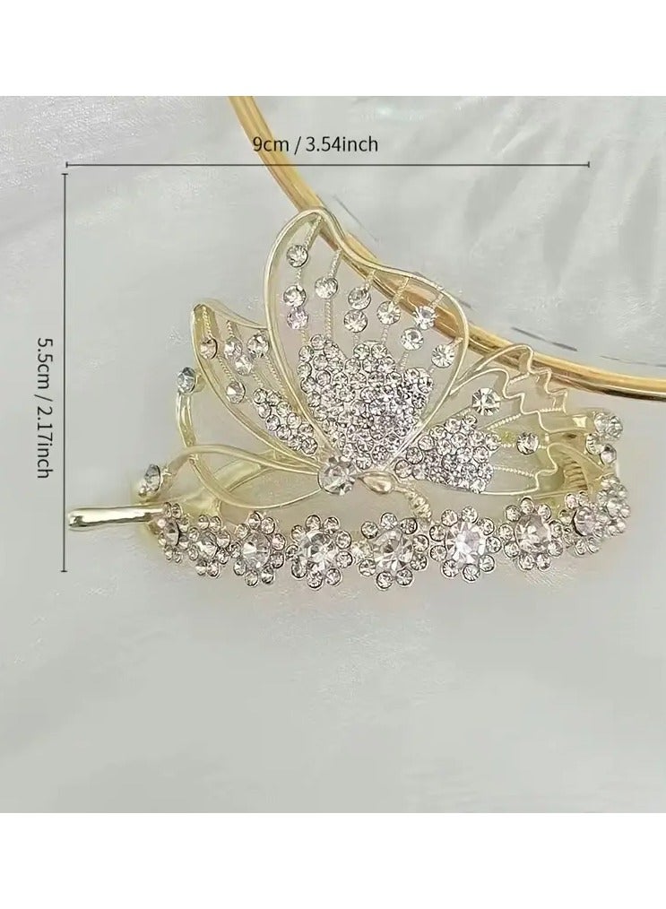 Goolsky 1pc Fish Tail Butterfly Decor Hair Clip For Girls, Rhinestone Hair Accessories Suitable For Holiday Use - Image 2