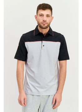 Greg Norman Men Sportswear Fit Short Sleeve Training Polo Shirt, Grey Heather Combo  - Image 1