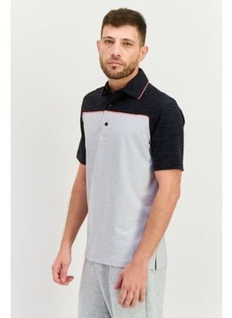 Greg Norman Men Sportswear Fit Short Sleeve Training Polo Shirt, Grey Heather Combo  - Image 2