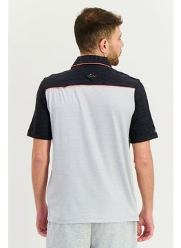 Greg Norman Men Sportswear Fit Short Sleeve Training Polo Shirt, Grey Heather Combo  - Image 3
