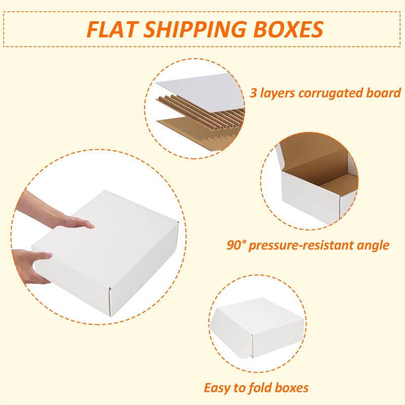 HORLIMER صندوق شحن HORLIMER 12x10x4 بوصة مجموعة من 15، صندوق كرتون مضلع أبيض للشحن، التعبئة، الأعمال الصغيرة - Image 3