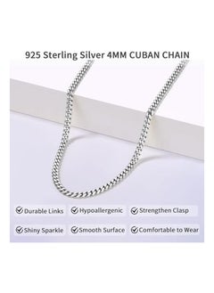 Generic 18K Gold Over 925 Sterling Silver Italian 4mm Cuban Link Chain Necklace  - Image 3