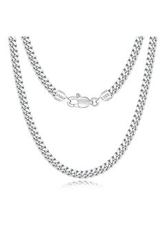 18K Gold Over 925 Sterling Silver Italian 4mm Cuban Link Chain Necklace