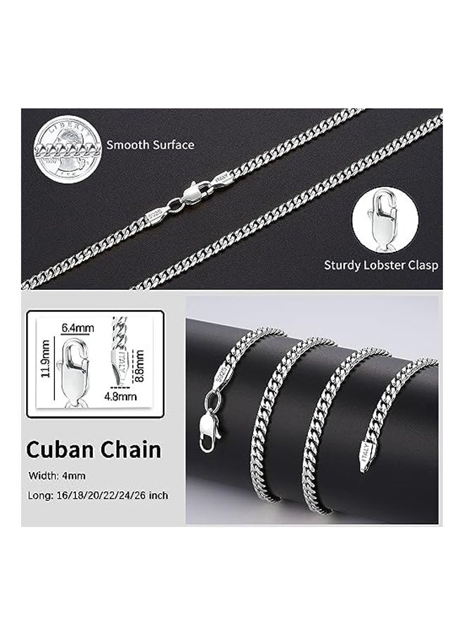 Generic - 18K Gold Over 925 Sterling Silver Italian 4mm Cuban Link Chain Necklace - Image 1