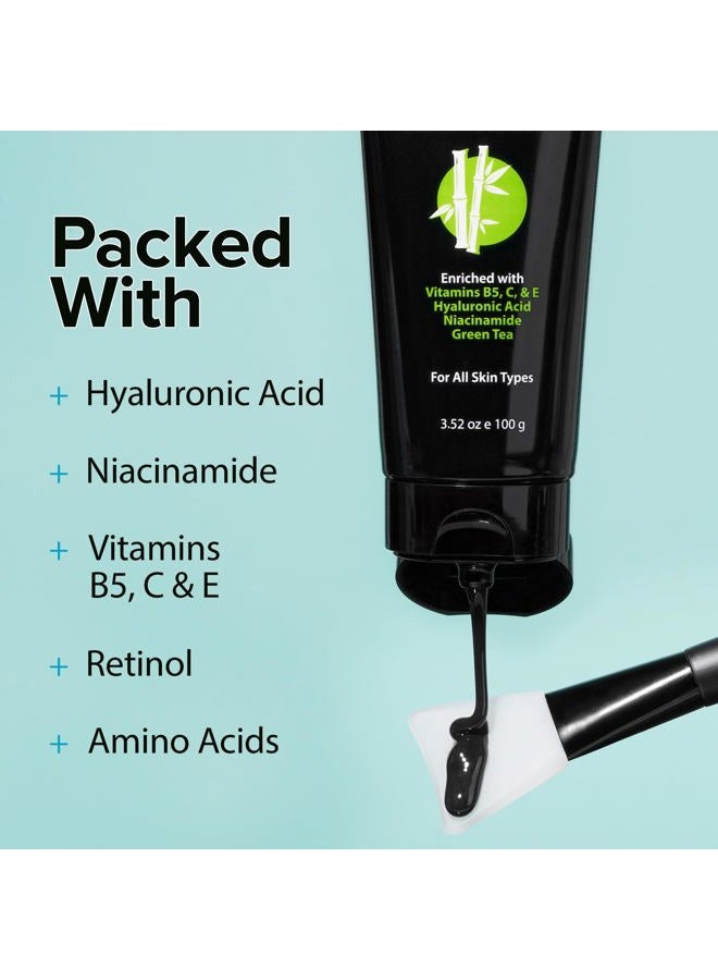 Ebanel Blackhead Remover Charcoal Peel Off Face Mask with Brush, Deep Cleansing Purifying Charcoal Mask Pore Cleaner Minimizer with Niacinamide, Hyaluronic Acid, Aloe, Green Tea, Brush May Vary - Image 4