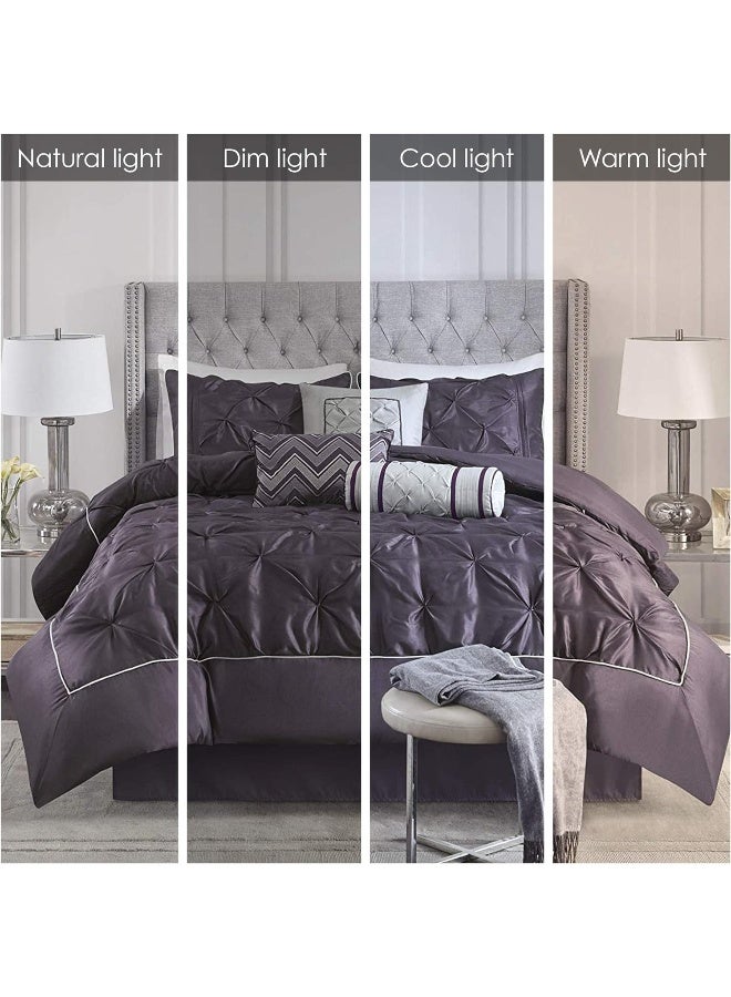 madison park Madison Park Laurel Cozy Comforter Set  Traditional Tufted Faux Silk Design All Season Down Alternative Bedding with Matching Shams Decorative Pillow Plum Queen90x90 7 Piece  - Image 3