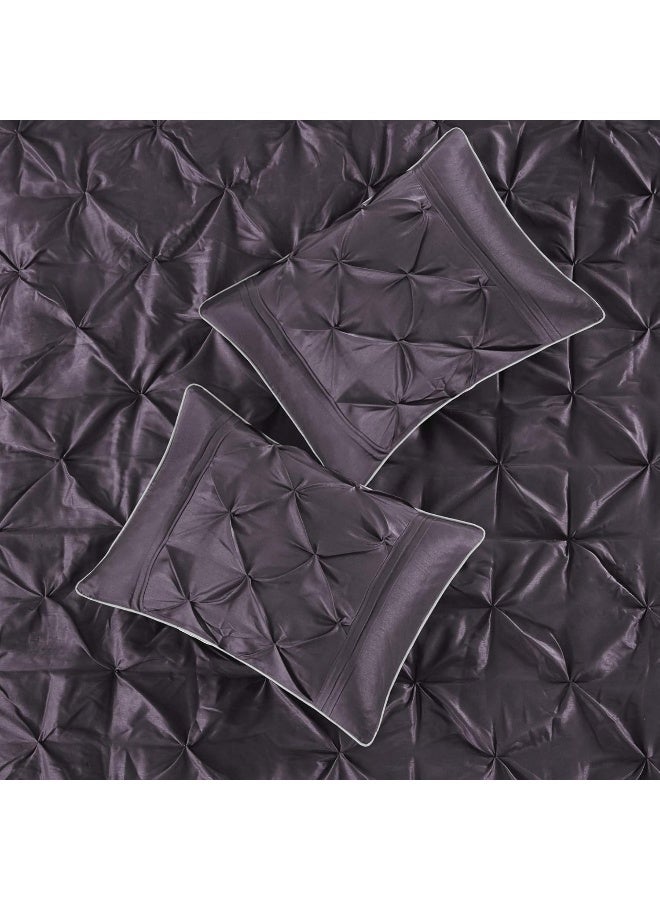 madison park Madison Park Laurel Cozy Comforter Set  Traditional Tufted Faux Silk Design All Season Down Alternative Bedding with Matching Shams Decorative Pillow Plum Queen90x90 7 Piece  - Image 5