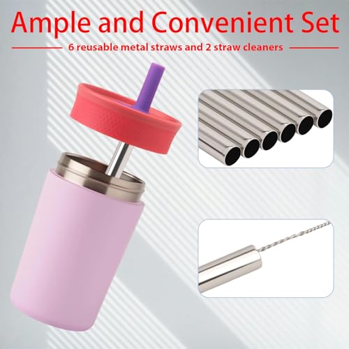 SISABAMA 8 Pcs Stainless Steel Straw Replacement for Owala Kids 12oz 15oz Tumbler Straws with 2pcs Cleaner Compatible with Owala Water Bottle Metal - Image 3