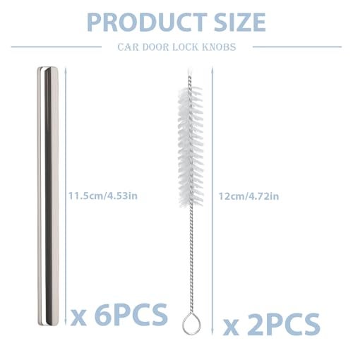 SISABAMA 8 Pcs Stainless Steel Straw Replacement for Owala Kids 12oz 15oz Tumbler Straws with 2pcs Cleaner Compatible with Owala Water Bottle Metal - Image 2