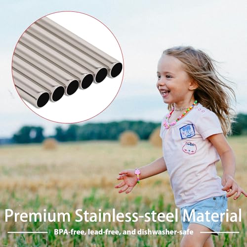 SISABAMA 8 Pcs Stainless Steel Straw Replacement for Owala Kids 12oz 15oz Tumbler Straws with 2pcs Cleaner Compatible with Owala Water Bottle Metal - Image 5