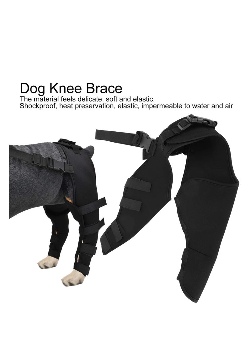 SOLARAE حامي أرجل الكلاب الخلفية، دعامة ركبة قابلة للتعديل، لفافة مفصل الساق الخلفية لحماية الكلب، مضادة للصدمات، للحفاظ على الحرارة ومرنة، لاستعادة أرجل الكلاب الخلفية (أسود) - Image 2
