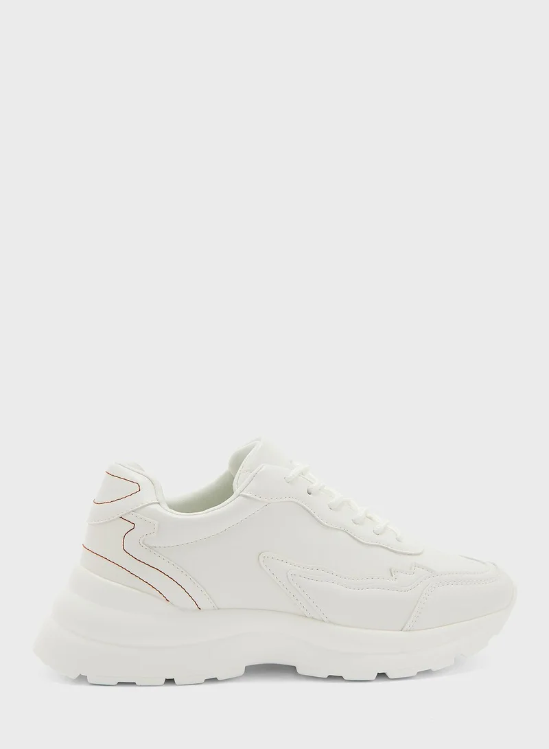 Ginger Mixed Lace Detail Chunky Sneaker