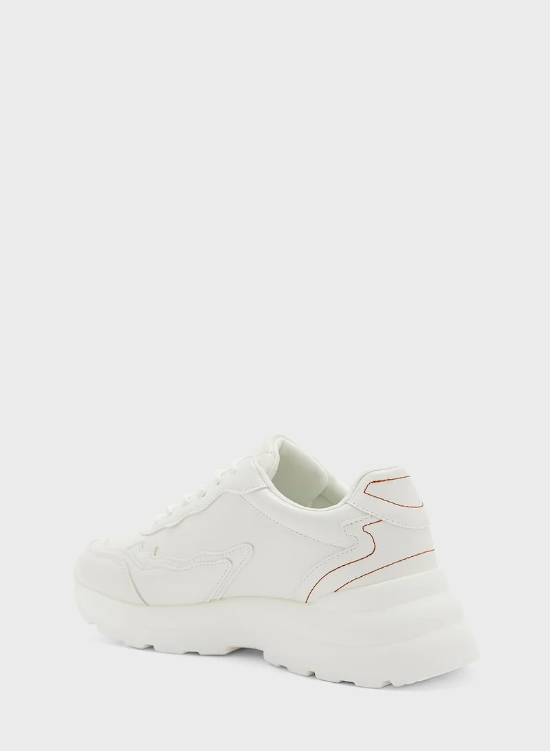 Ginger Mixed Lace Detail Chunky Sneaker