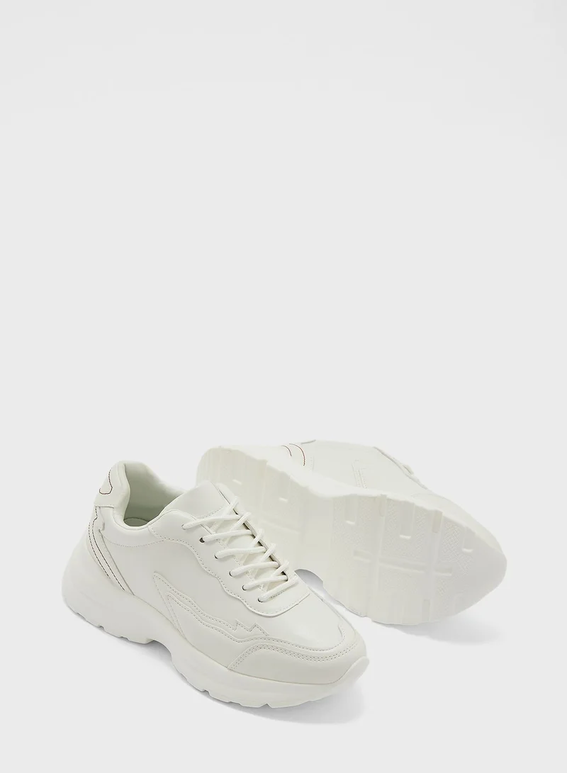 Ginger Mixed Lace Detail Chunky Sneaker