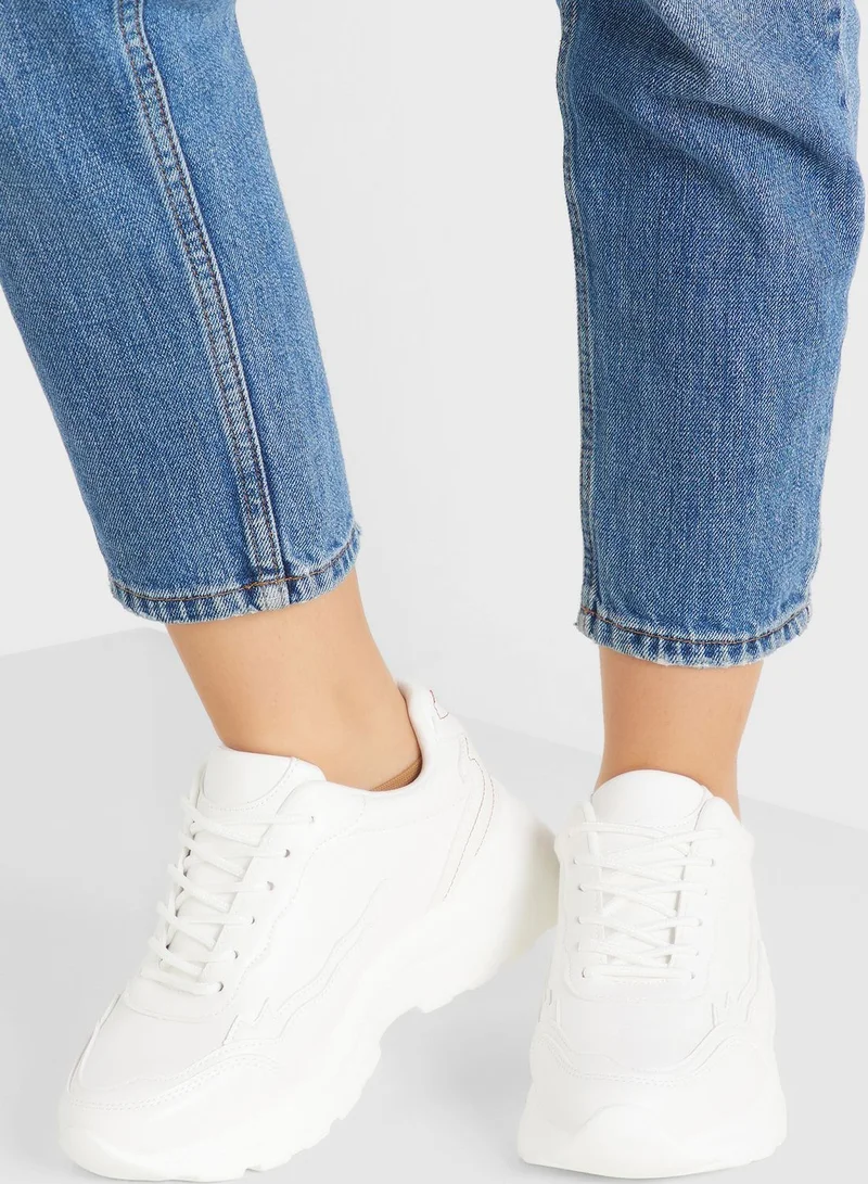 Ginger Mixed Lace Detail Chunky Sneaker