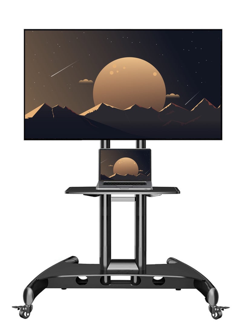 NB ERGONOMIC Mobile TV Cart TV Stand with Wheels for 32" - 75" Inch LCD LED OLED Plasma Flat Panel Screens up to 45.5kgs / 100lbs, VESA 600x400mm, Height Adjustment, Black | AVA1500-60-1P - Image 1