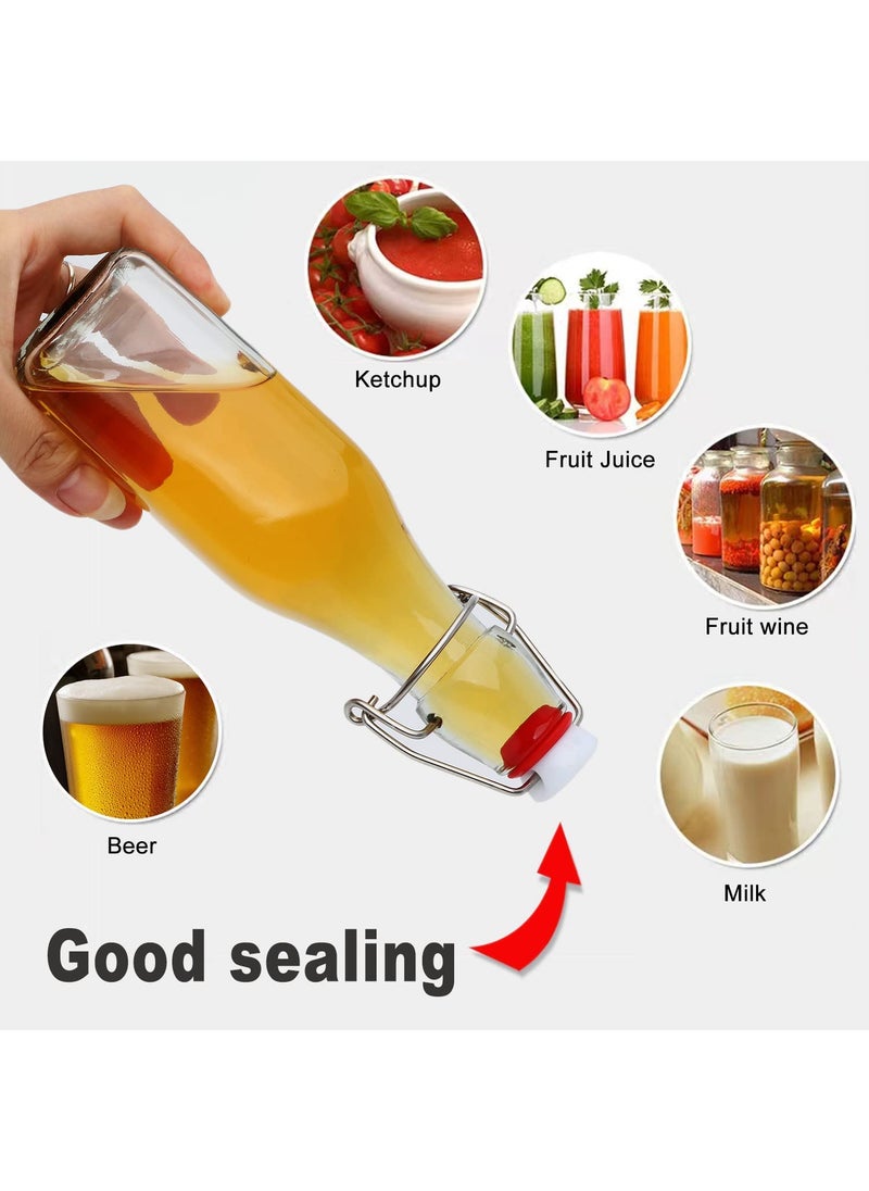 Leeonz Leeonz® 250ML Swing Top Glass Bottles with Caps, Clear Glass Bottle for Kombucha Fermenting, Beer Brewing, Juicing, Wine, Milk or Eggnog (Pack of 16, Square Shape)  - Image 5
