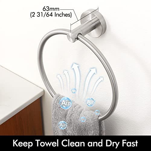KES Towel Ring for Bathroom, Hand Towel Holder Round Towel Hanger Wall Mount SUS304 Stainless Steel Brushed Finish, A2180DG-2 - Image 4