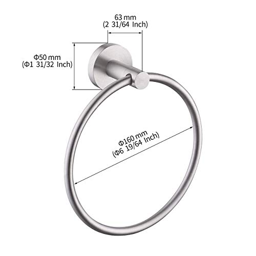 KES Towel Ring for Bathroom, Hand Towel Holder Round Towel Hanger Wall Mount SUS304 Stainless Steel Brushed Finish, A2180DG-2 - Image 5