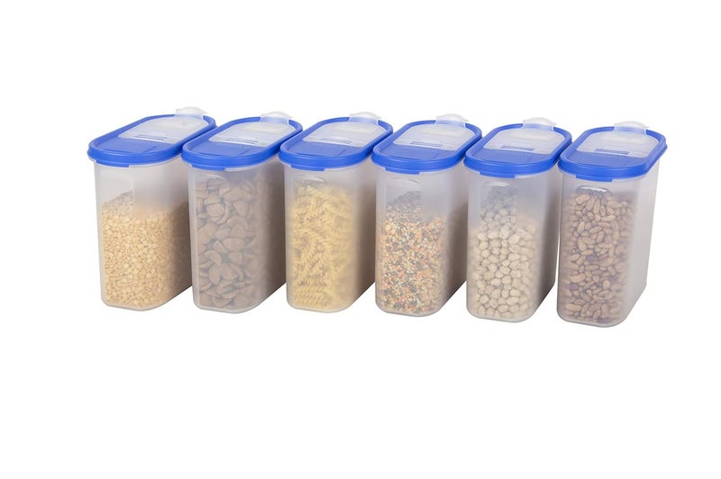 Cutting EDGE Cutting EDGE Kitchen Storage BPAFree FlipTop Container and Dispenser Set for Rice Dal Atta Flour Cereals Snacks Stackable 1200ml 5 Cup40 Oz Peppy Blue Set of 6  - Image 1