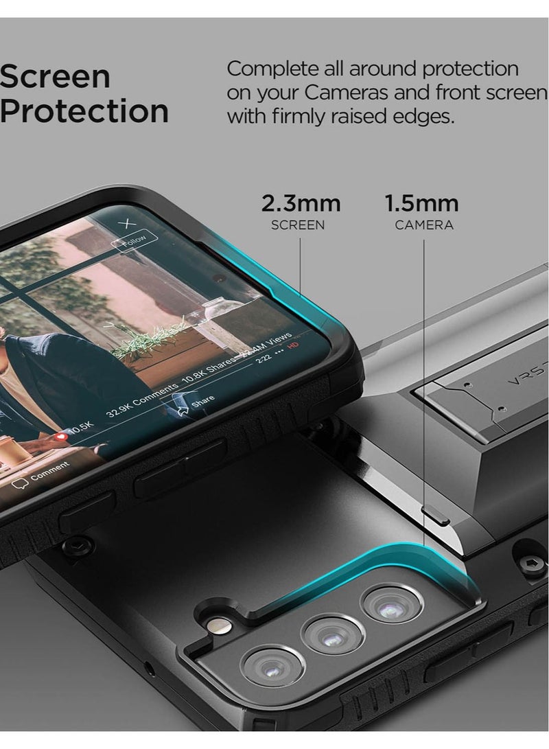 VRS Design Damda Glide Hybrid Case Cover for Samsung Galaxy S22 PLUS (2022) wallet Card Slot [3-4] with Kickstand - Black  - Image 4