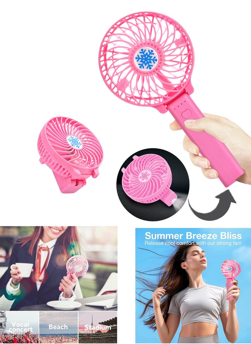 Generic Portable Handheld Fan, Powerful and Durable Mini Table Fans, 3-Speed Control, With Super Quiet Motor and 1000mAh, Foldable, USB Rechargeable Battery Operated, For Travel, Outdoor, Office and Household  - Image 1
