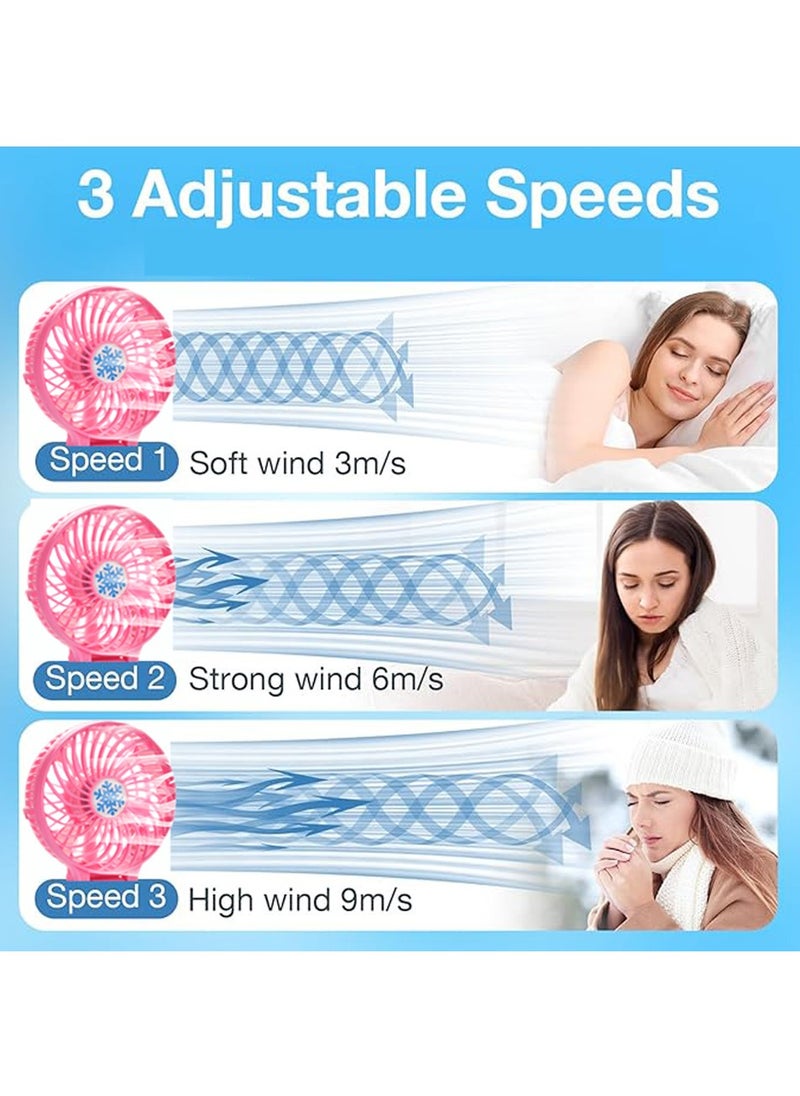 Generic Portable Handheld Fan, Powerful and Durable Mini Table Fans, 3-Speed Control, With Super Quiet Motor and 1000mAh, Foldable, USB Rechargeable Battery Operated, For Travel, Outdoor, Office and Household  - Image 2