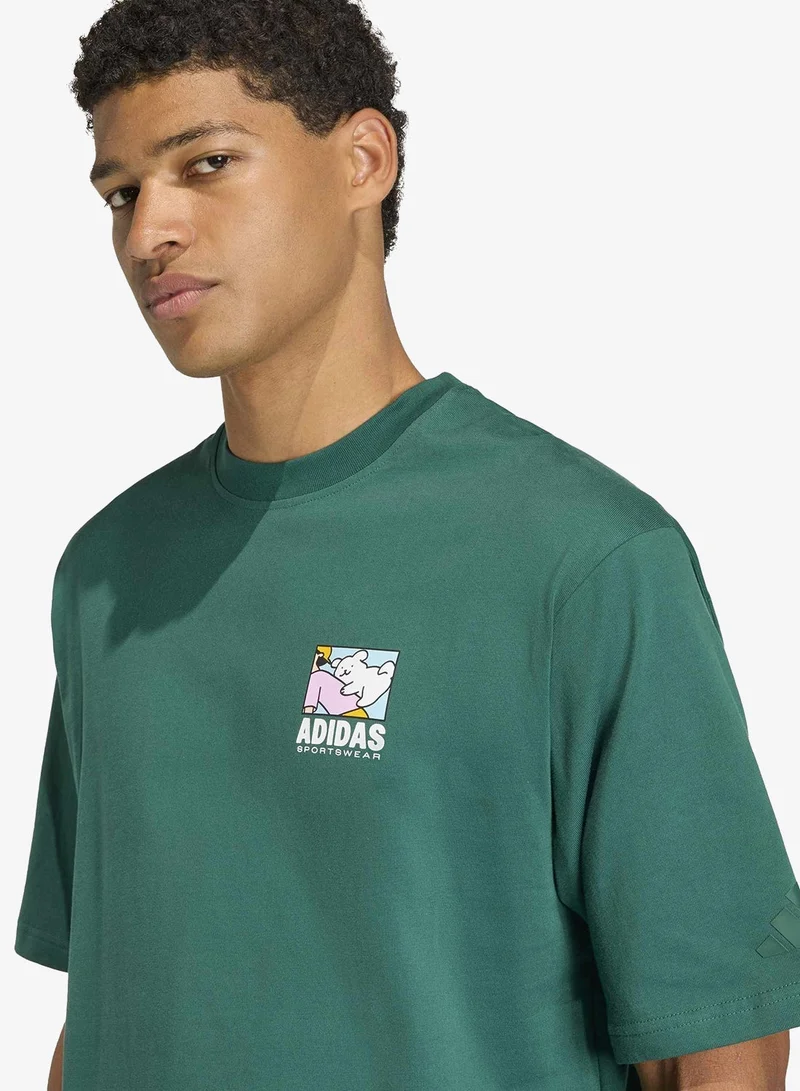 اديداس تيشيرت برسومات دراجة الحيوانات المنبثقة