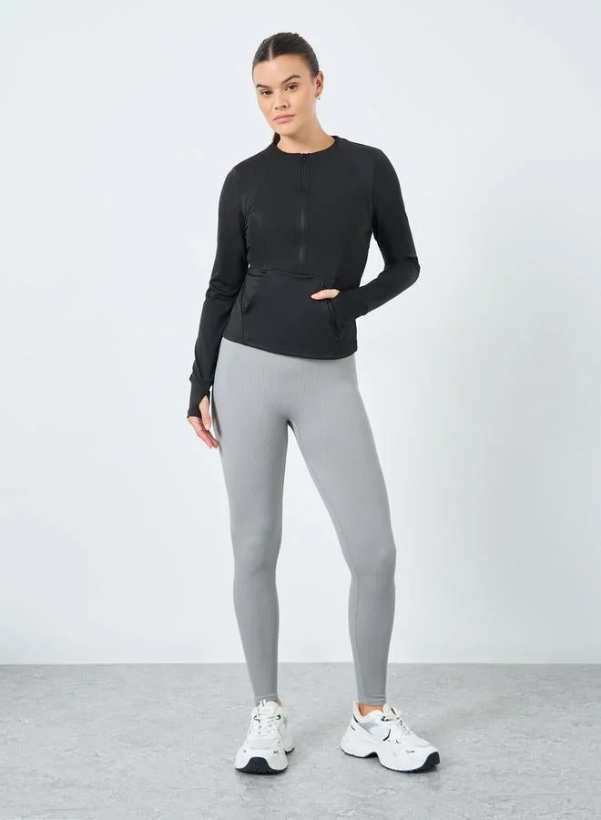 Styli Active Contour Seam Detail Half Zip Up Top