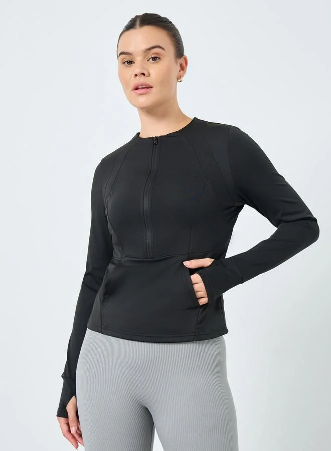 Styli Active Contour Seam Detail Half Zip Up Top