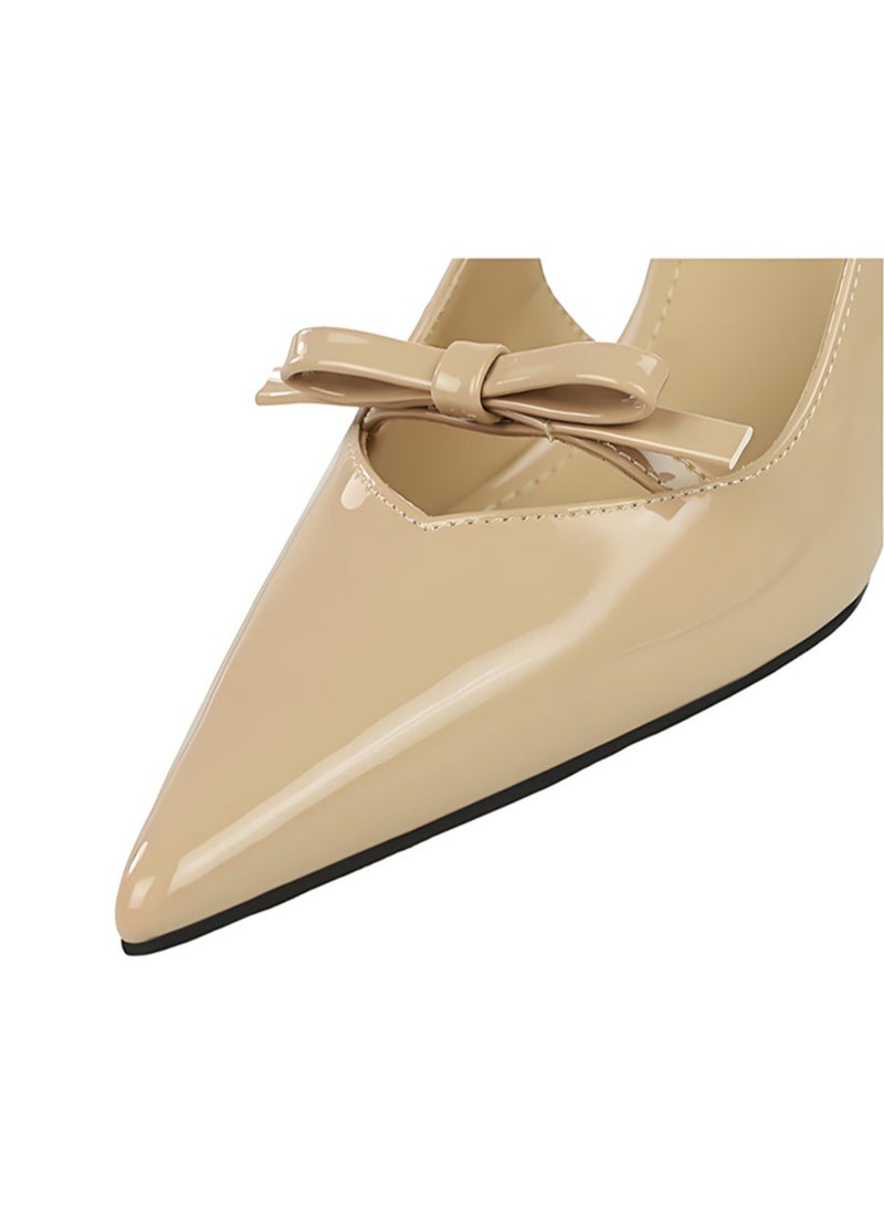 بيج تري المرأة قوس مغلق موجهة إصبع القدم مضخات سلينغباك كعب عالي الصنادل خاكي 8CM - Image 3