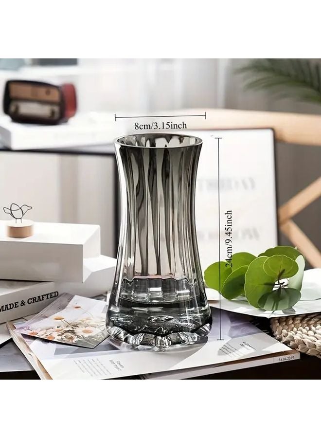 Smoke Gray Minimalist Vase Transparent Floral Arrangement Living Room Home Decor - Image 5
