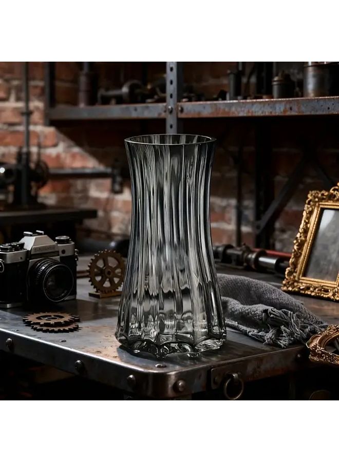 Smoke Gray Minimalist Vase Transparent Floral Arrangement Living Room Home Decor - Image 4