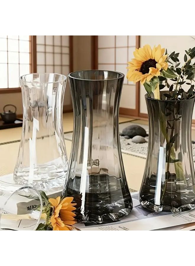 Smoke Gray Minimalist Vase Transparent Floral Arrangement Living Room Home Decor - Image 3