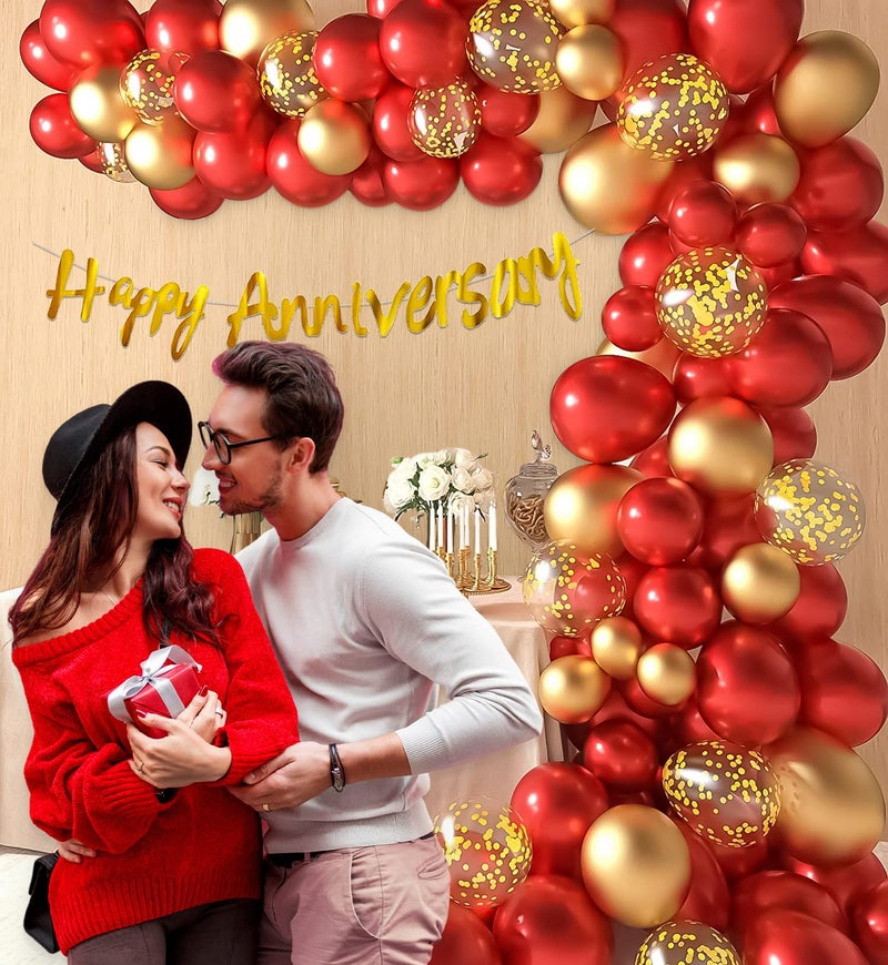 SpecialYou.in Happy Anniversary Decoration Items For Husband & Wife With Confetti Balloons/Metallic Balloons/Red Balloons For Decoration With Happy Anniversary Banner- 53 Pieces, 1 Count - Image 3