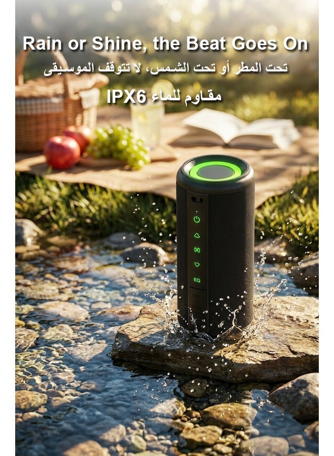 مكبر صوت بلوتوث محمول M17 مقاوم للماء IPX6 بصوت جهير قوي وإضاءة RGB مثالي للخارج والرحلات - Image 5
