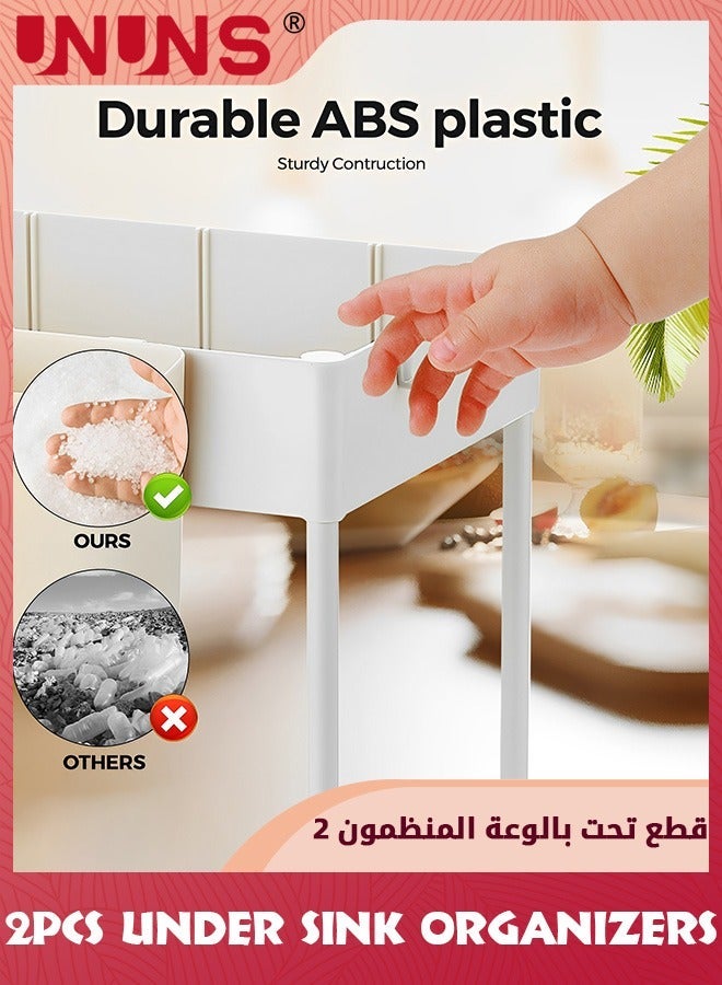 UNUNS 2 Pack Under Sink Organizer,2-Tier Slide Out Organizer for Condiments,Multifunctional Sliding Shelf Storage Rack Kitchen Countertop,Under Sink,Bathroom,Home,Office,White - Image 4